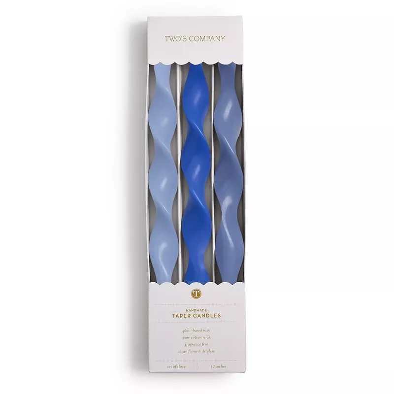12″ Pink Twist Taper Candles in Gift Box | Blue