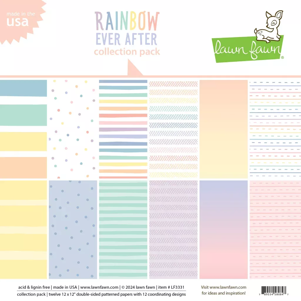 12x12 Patterned Paper: Lawn Fawn-Rainbow Ever After