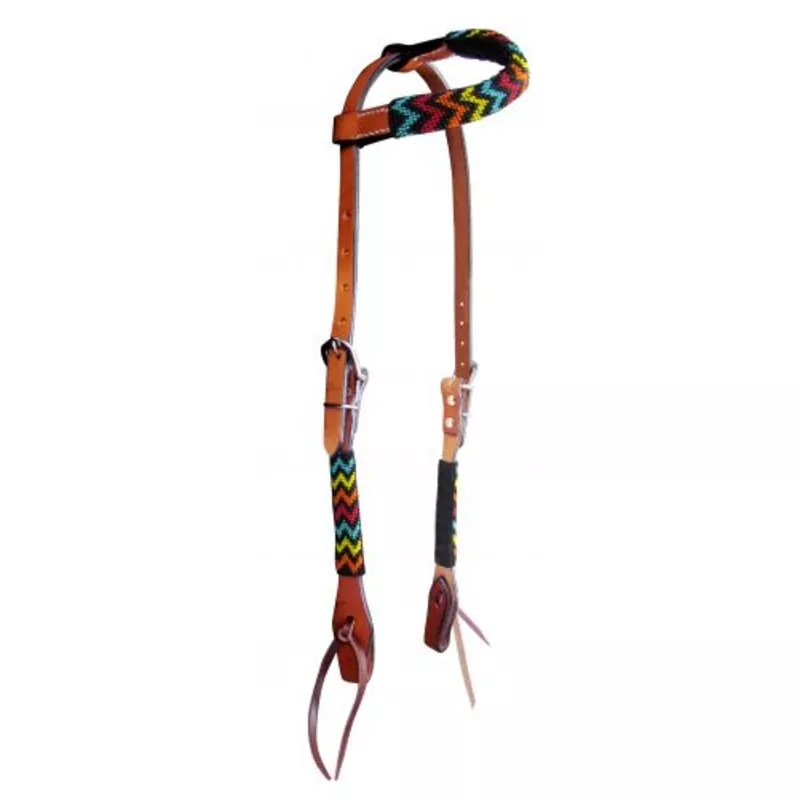 #14047: Showman Rainbow Beaded one ear headstall