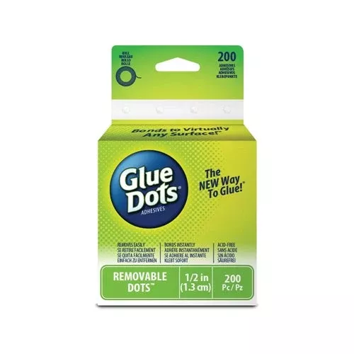 200 Glue Dots 0.5 INCH REMOVABLE Roll Adhesive Green