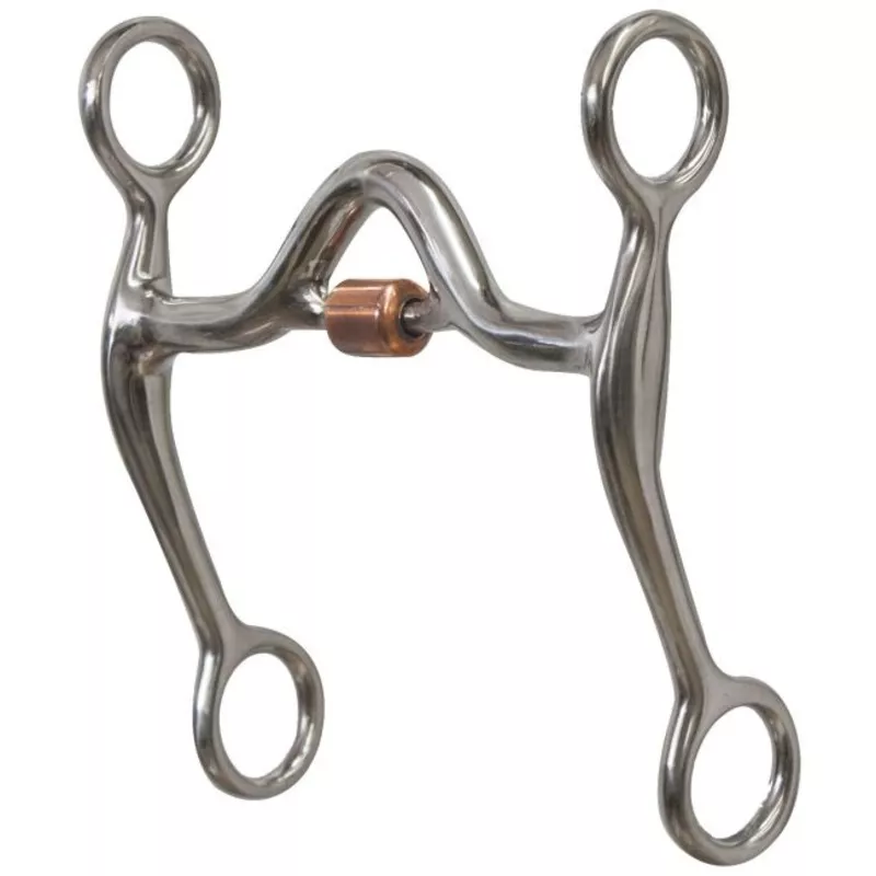 #28-1083: Showmanstainless steel curb bit with copper roller port