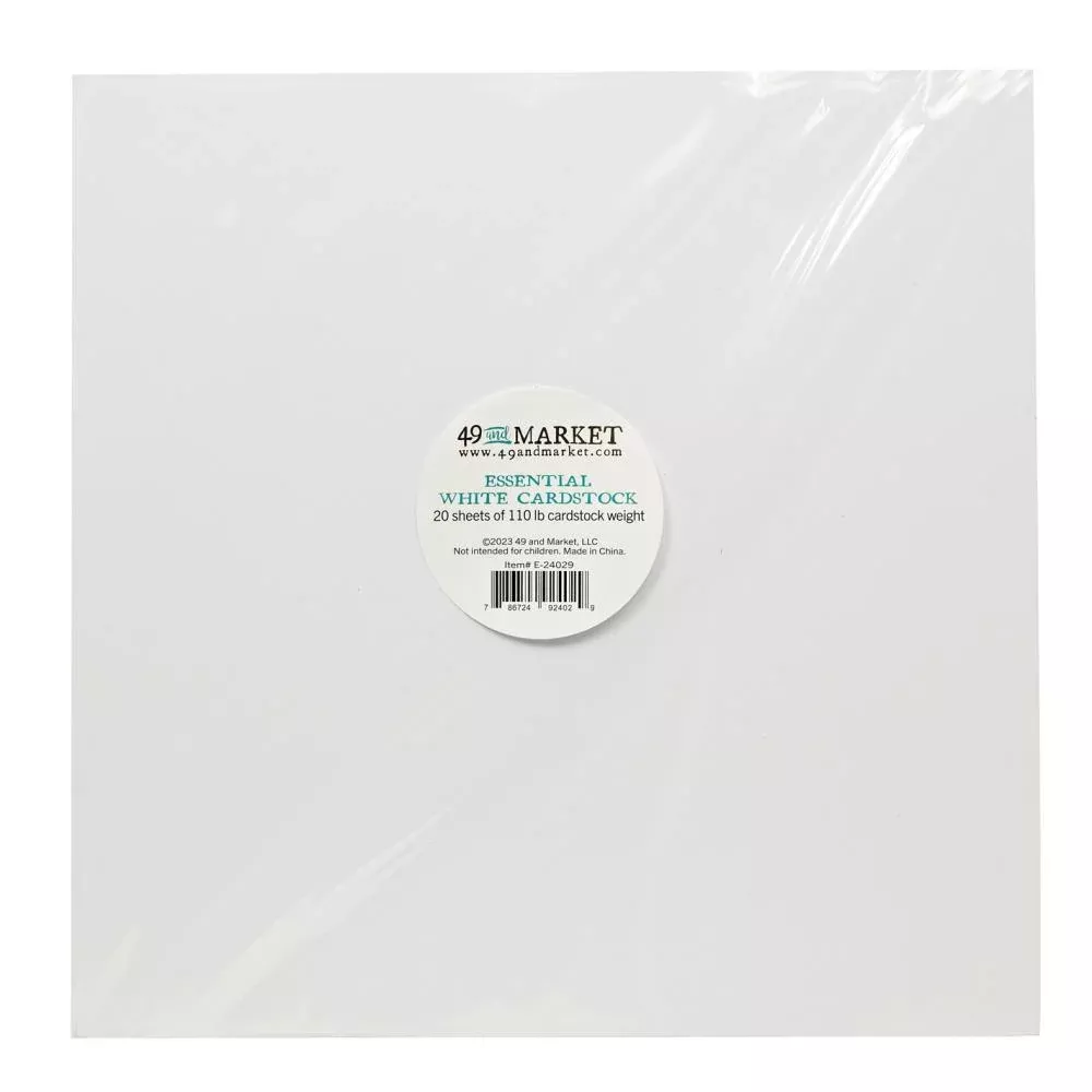 49 And Market Essential Cardstock 12"X12" 20Pc - White, E24029