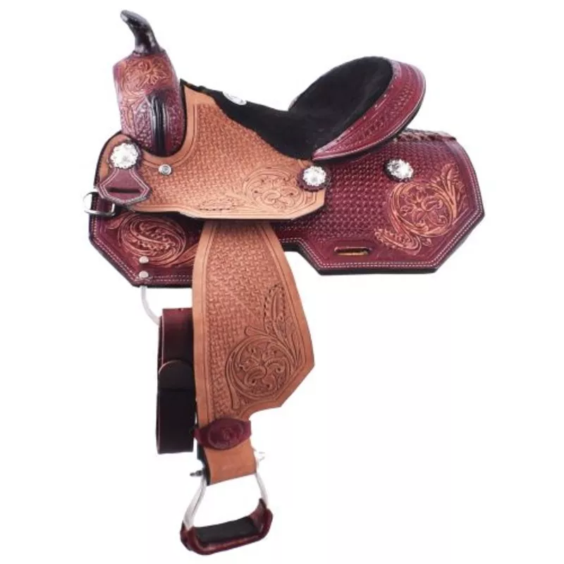 #50212: 12" Double T Youth Saddle with Floral Tooling