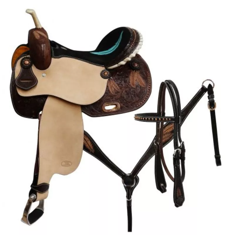 #6651: 14",15",16" Circle SBarrel saddle set with feather tooling