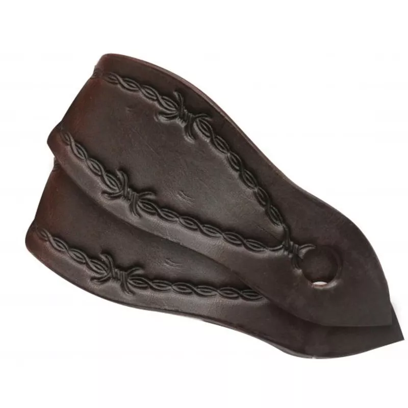 #72041: ShowmanBarbed wire tooled slobber straps made of American oiled harness leather