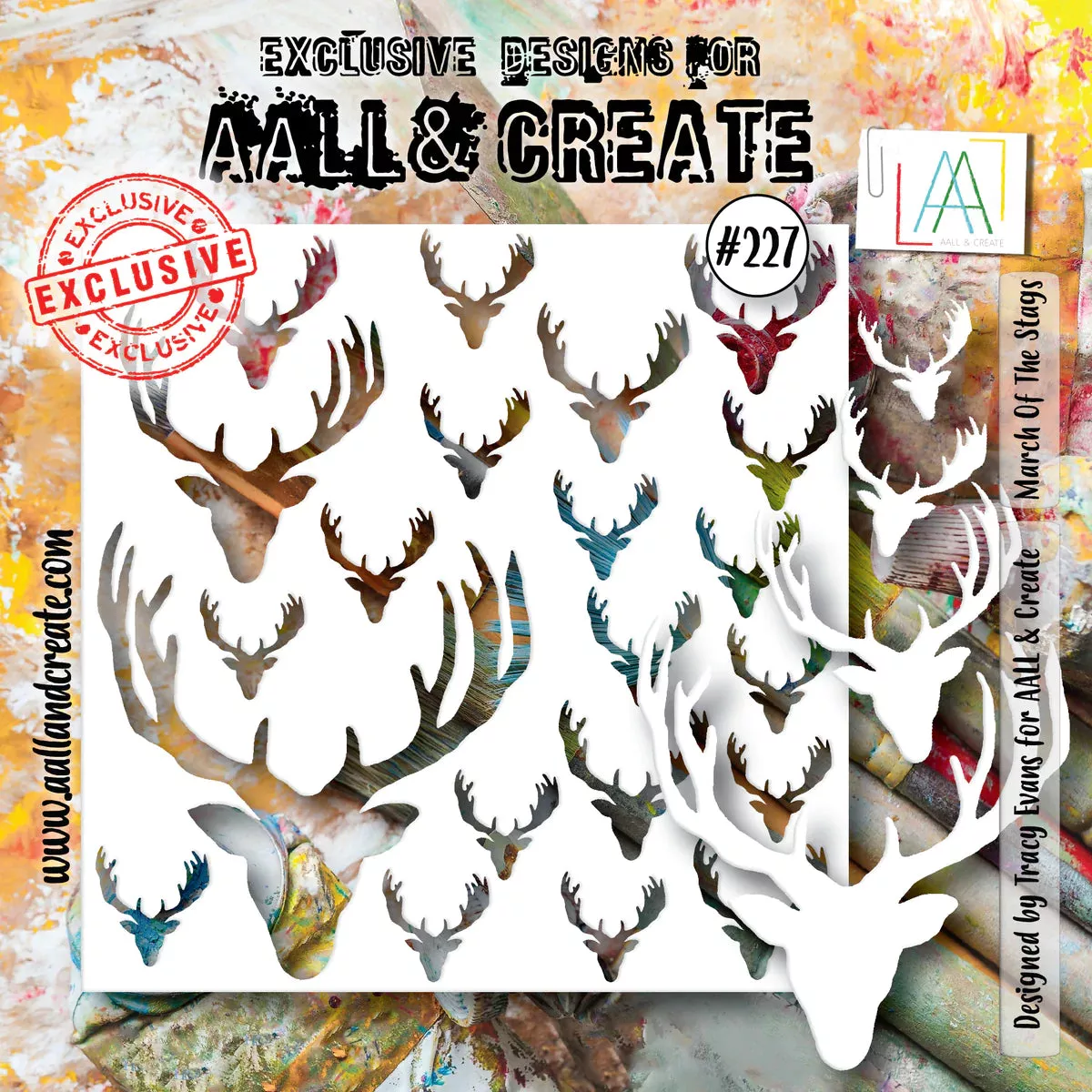 AALL and Create - 6"x6" Stencil - March Of The Stags #227