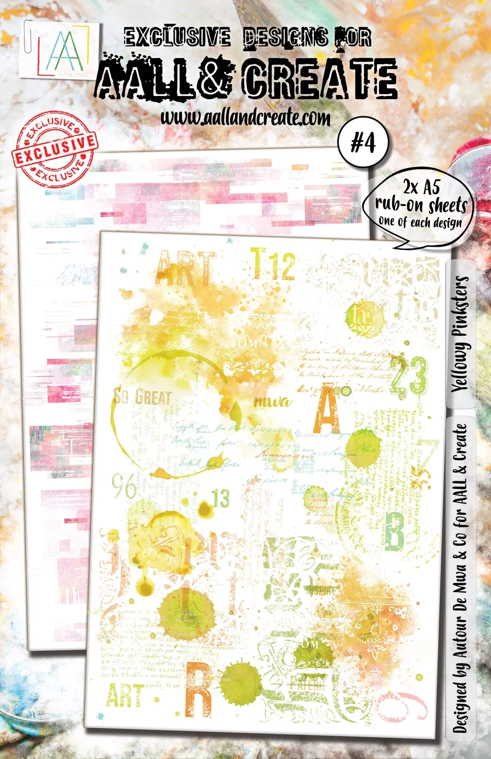 AALL & Create A5 Rub-Ons - Yellow Pinksters #4, ALLRO#4