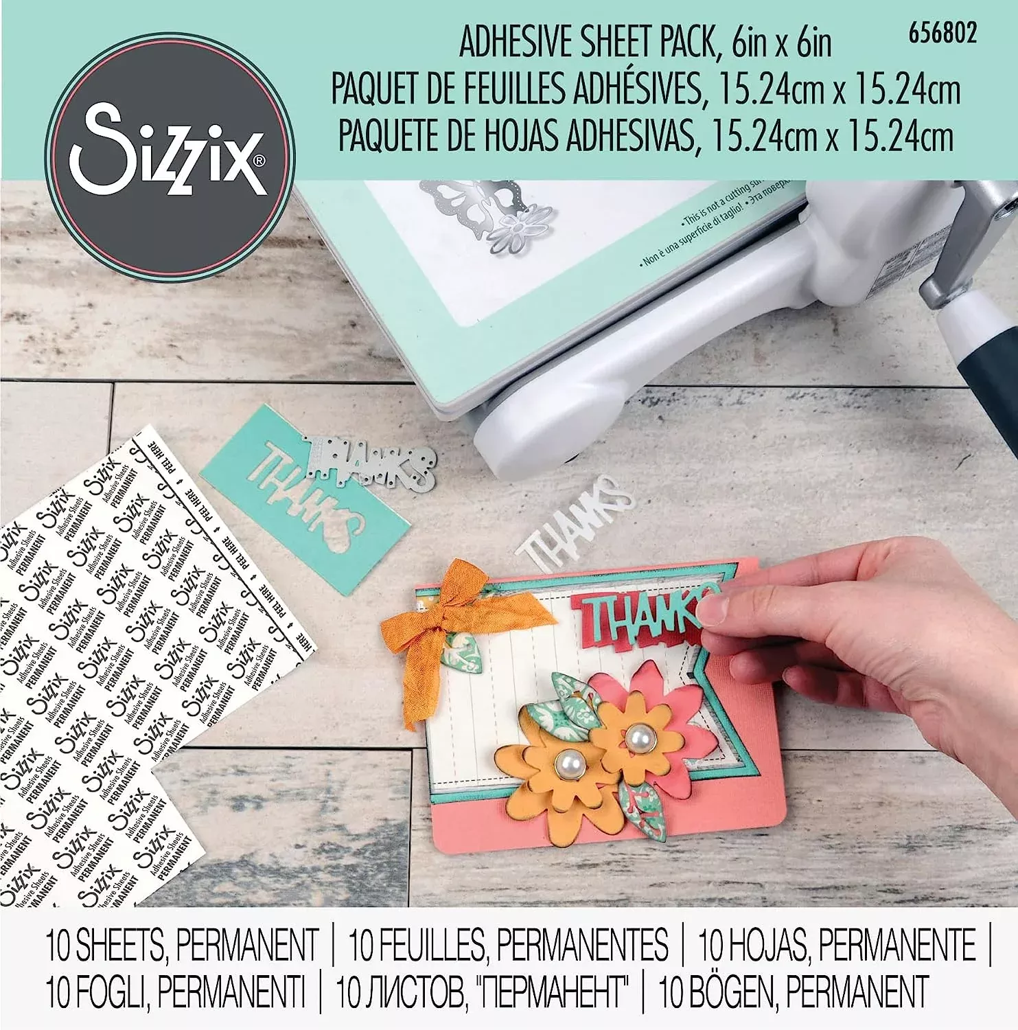 Adhesives: Sizzix Adhesive Sheets 6"X6" 10/Pkg