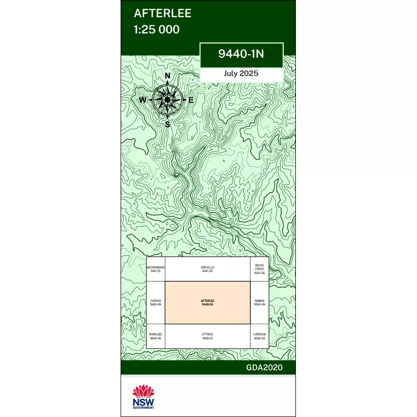 Afterlee 1:25k NSW Topo Map 9440-1N