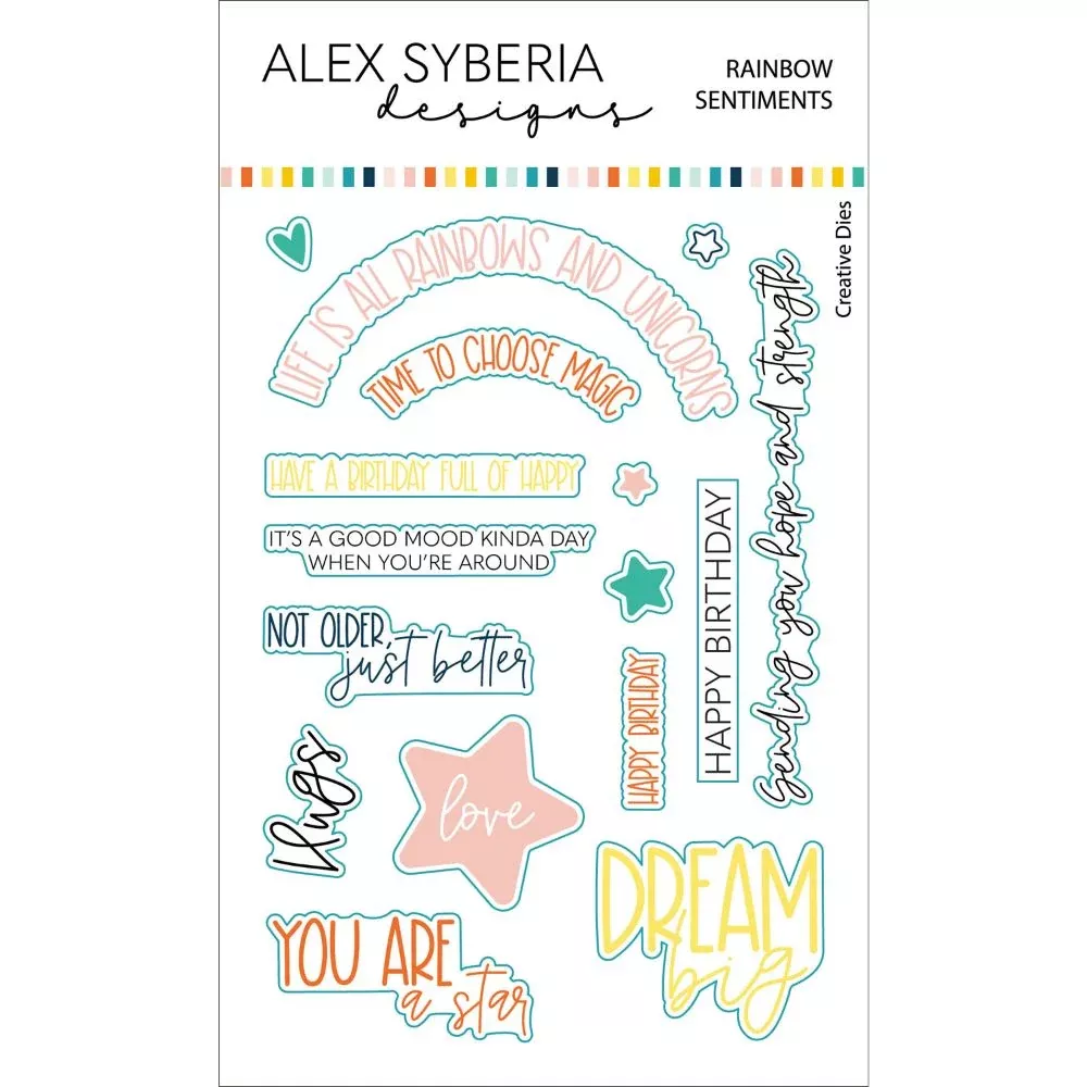 Alex Syberia Designs Rainbow Sentiments Die Set