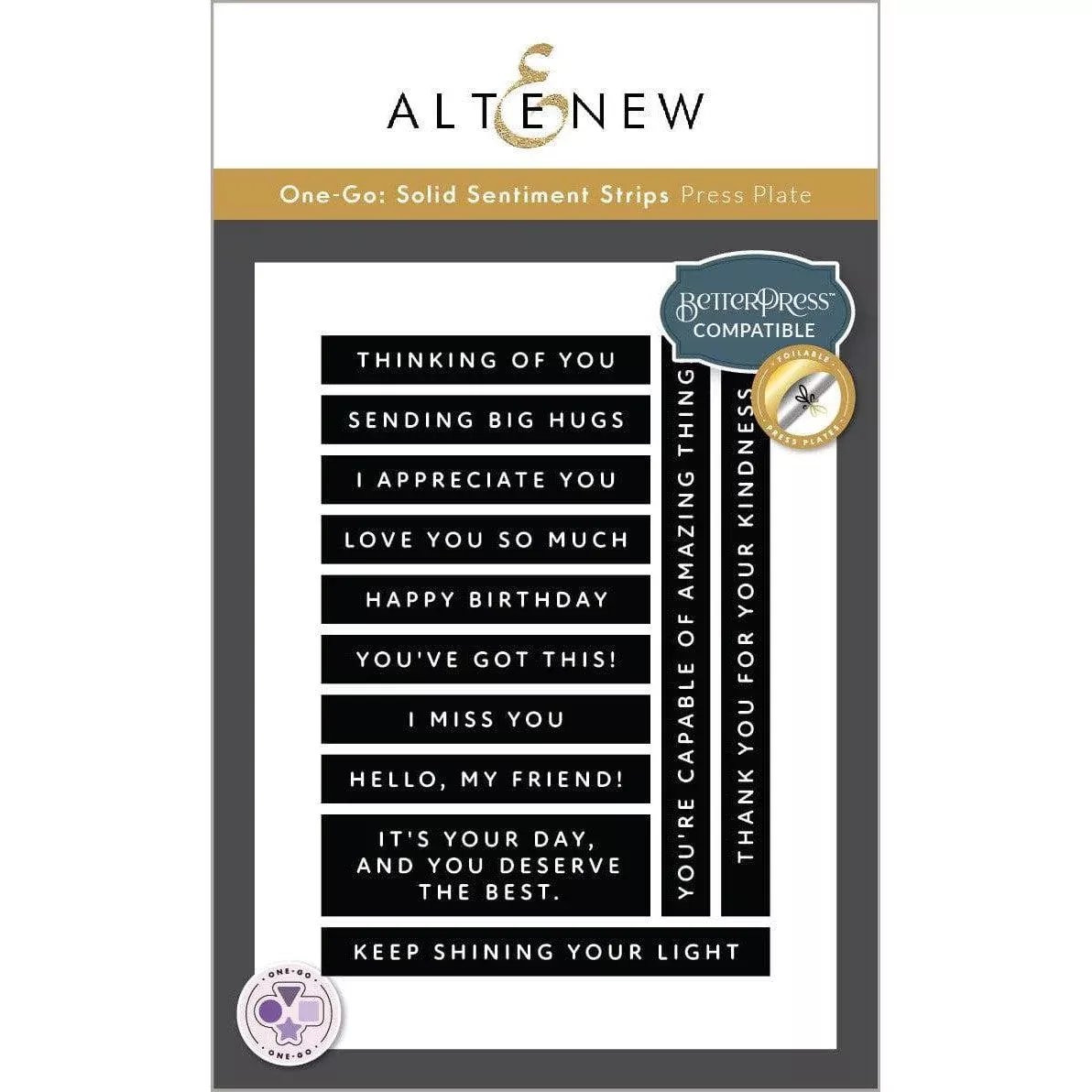 Altenew - Press Plates - One-Go: Solid Sentiment Strips