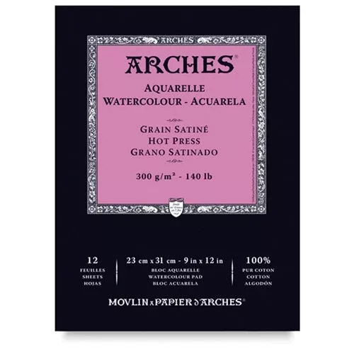 Arches HOT PRESSED WATERCOLOR PAD 9x12 inches 012890
