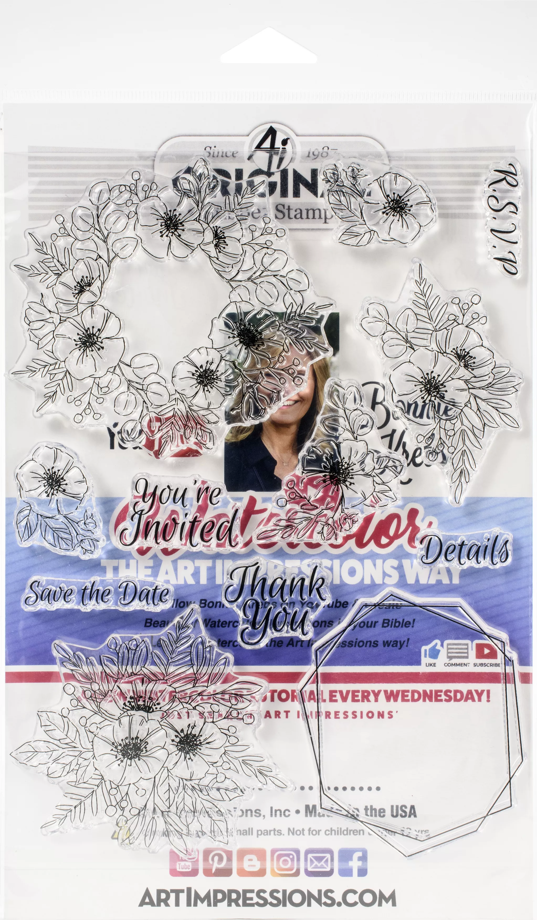Art Impressions Clear Stamp-Floral Invites