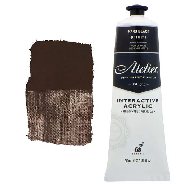 Atelier Interactive Artists Acrylic Paint,Mars Black S1 80ml
