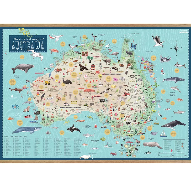 Australia Illustrated Wall Map