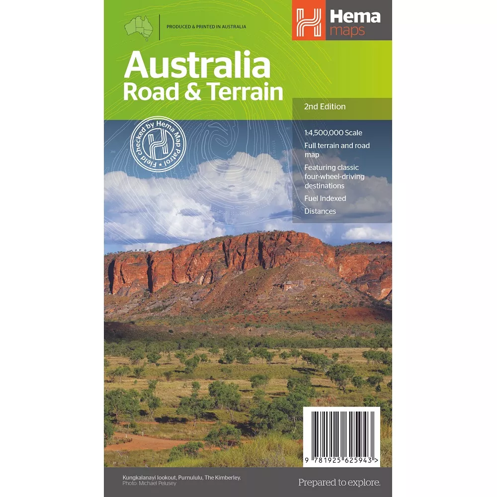 Australia Road and Terrain Map