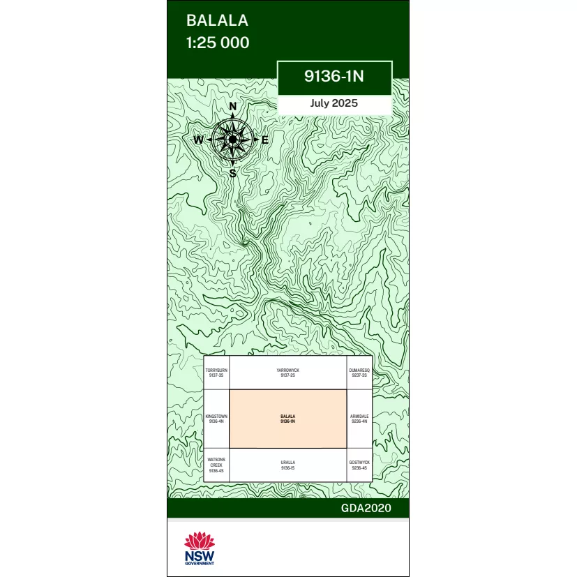 Balala 1:25k NSW Topo Map 9136-1N