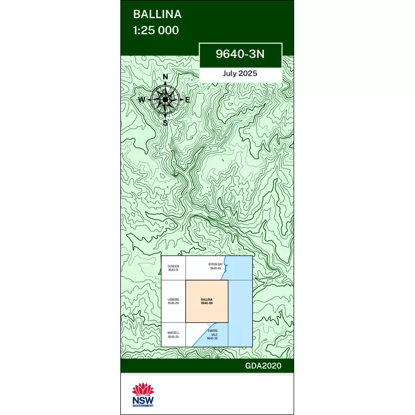 Ballina 1:25k NSW Topo Map 9640-3N