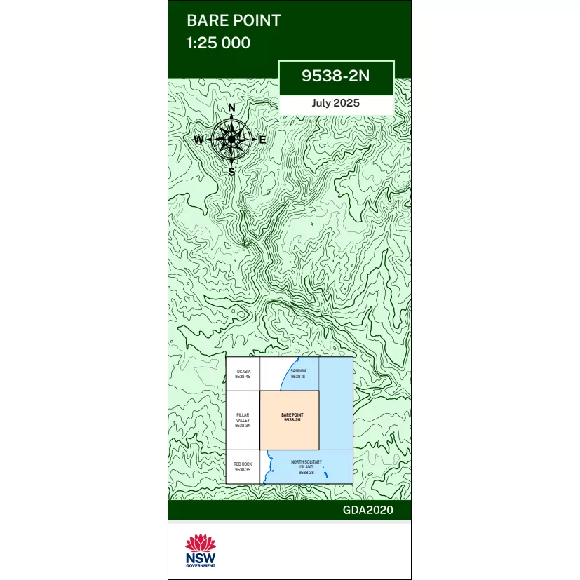 Bare Point 1:25k NSW Topo Map 9538-2N
