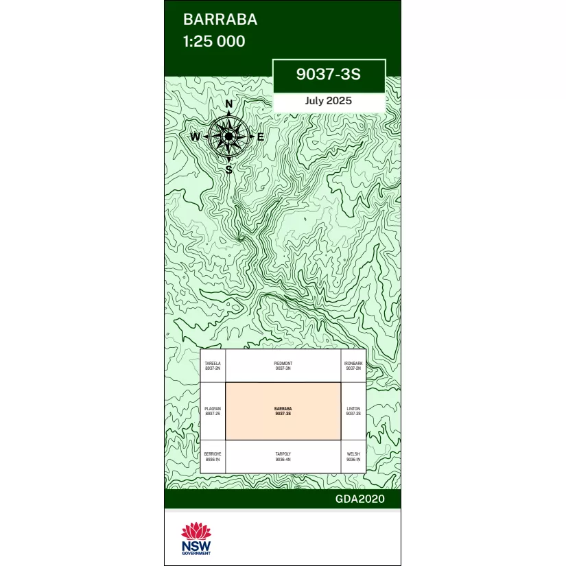 Barraba 1:25k NSW Topo Map 9037-3S