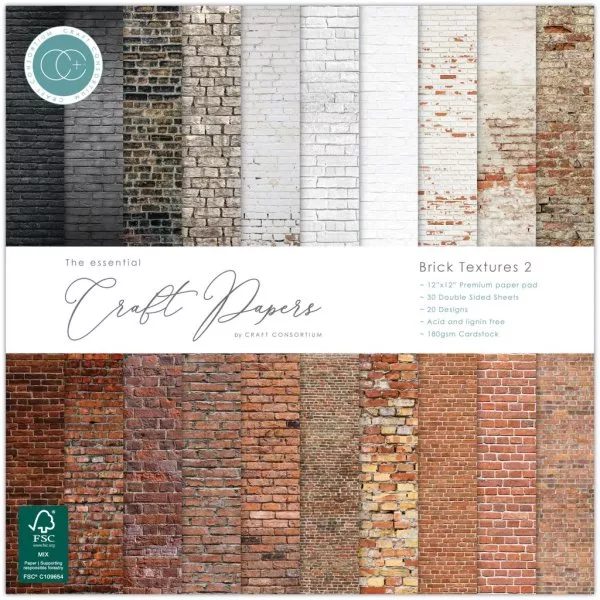 Brick Textures 2 - Paper Pad - 12"x12" - Craft Consortium