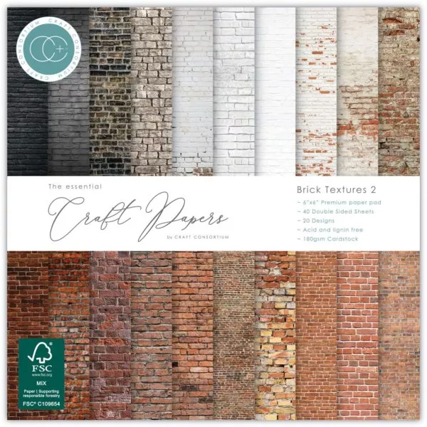 Brick Textures 2 - Paper Pad - 6"x6" - Craft Consortium