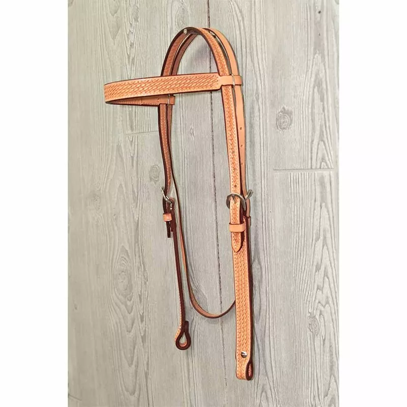 Brow Headstall, Basket W/ Ss Hardware W/ Tie Ends Black