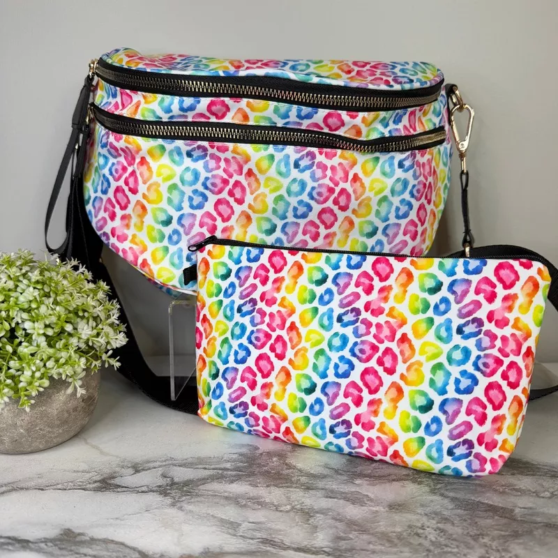 Bundled Set – Roni & Pouch – Lighter Rainbow Animal Print