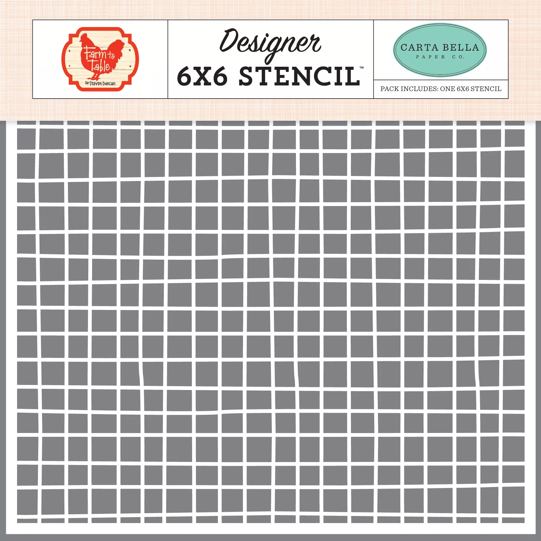 Carta Bella Stencil 6"X6"-Farm Grid
