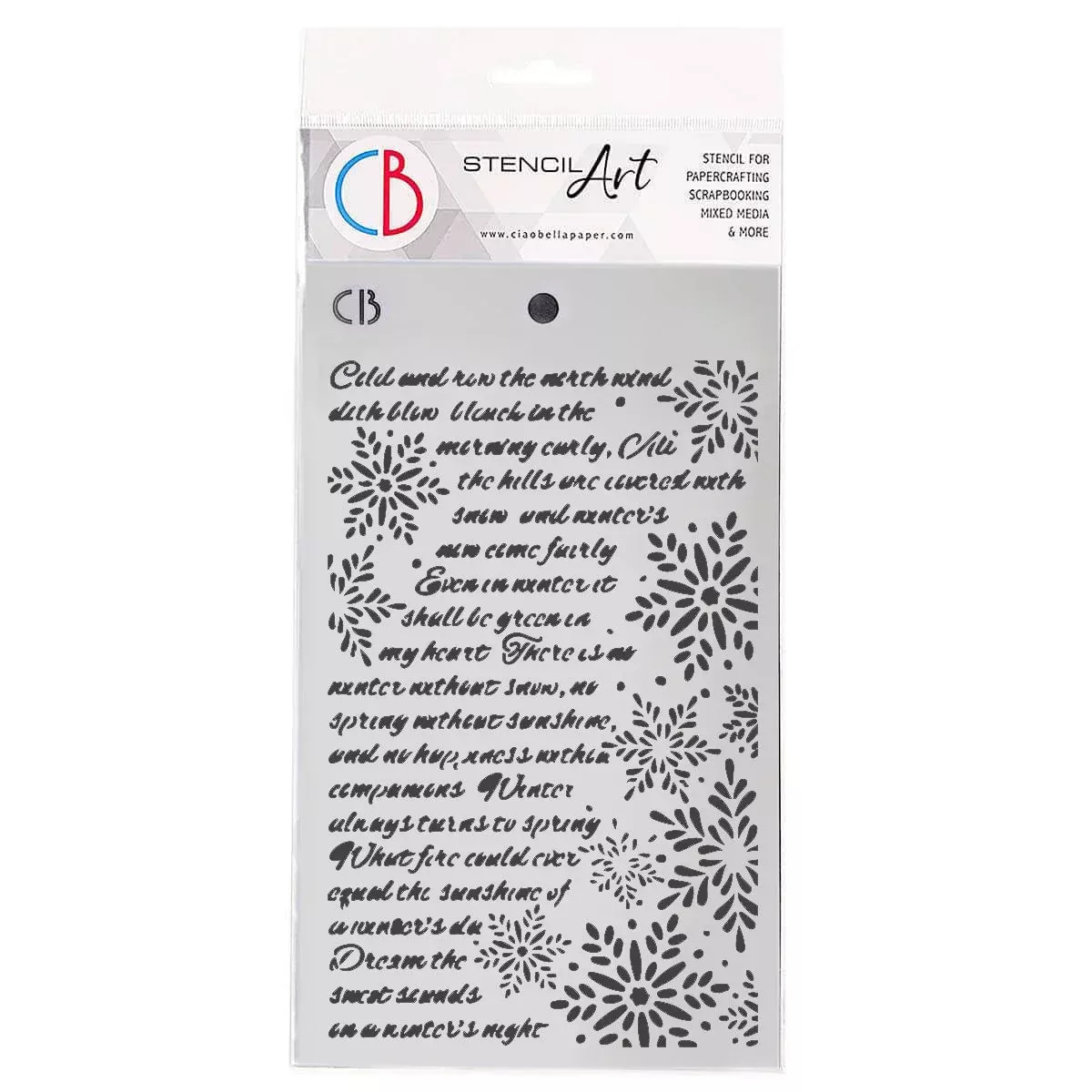 Ciao BellaTexture Stencil 5"x8" Winter Poem