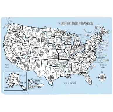 Color-In USA Map Placemat