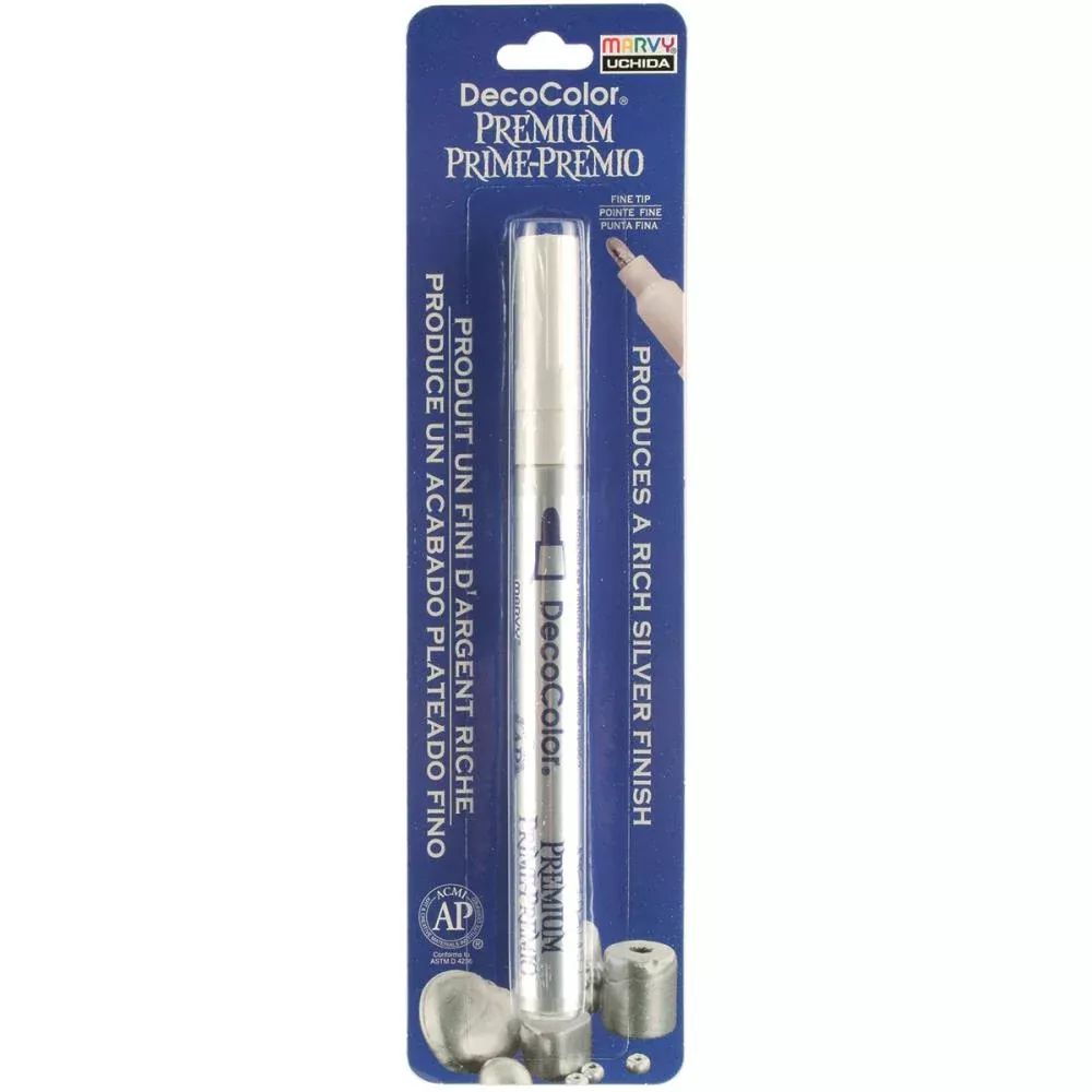 Coloring Tools: Uchida DecoColor Premium Fine Tip Paint Marker-Silver