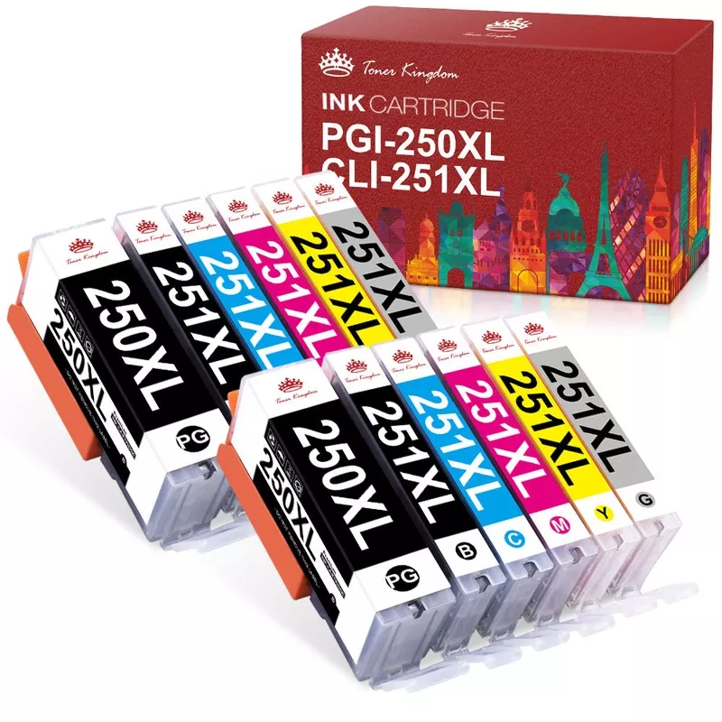 Compatible Canon PGI-250XL CLI-251XL Ink Cartridge -12 Pack