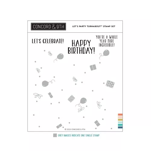 Concord & 9th LET'S PARTY TURNABOUT Clear Stamp Set 11055