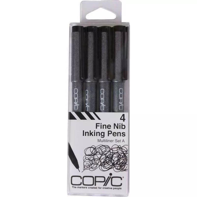 COPIC Multiliner Set of 4 Fine Black Pens