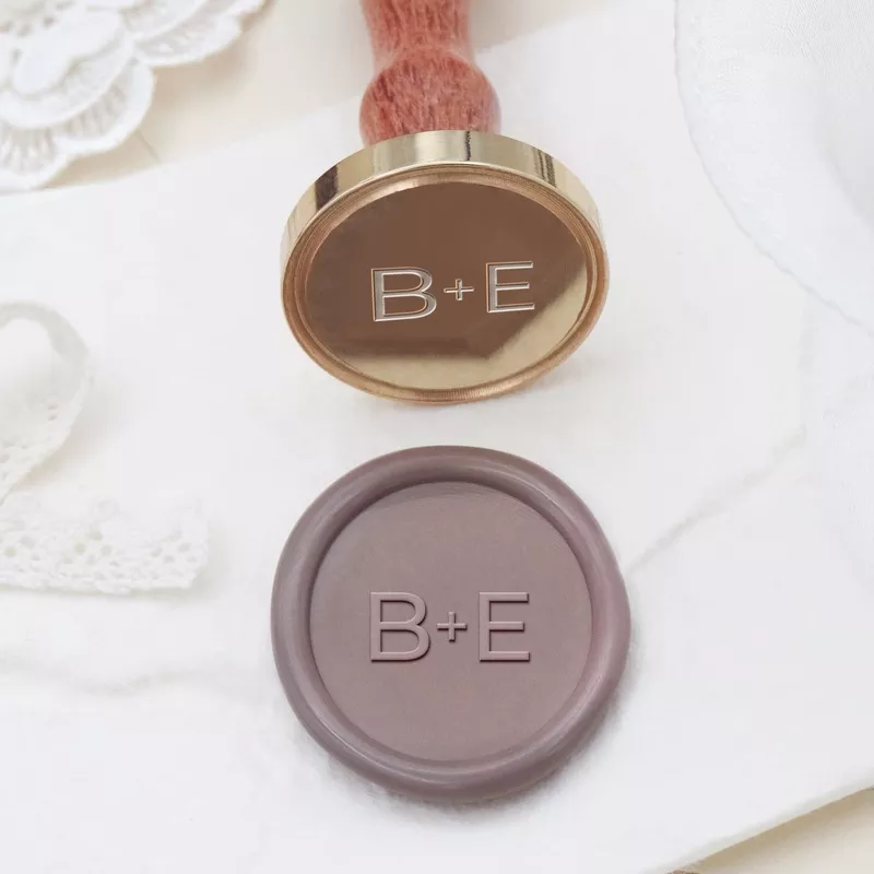 Custom Plus Sign with Horizontal Initials Minimalist Wedding Wax Seal Stamp
