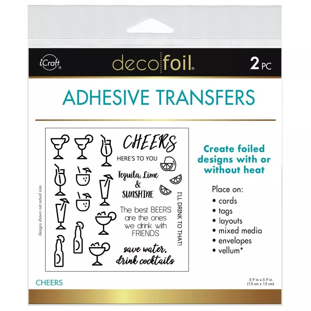 Deco Foil Adhesive Transfer Sheets 5.9" x 5.9" Cheers