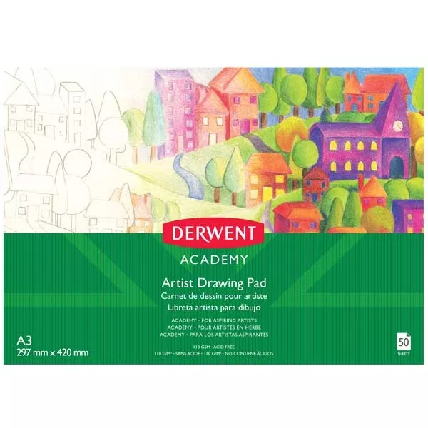 Derwent Academy Drawing Pad, A3, Landscape, 110gsm, 50 sheet