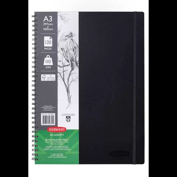 Derwent Academy Visual Art Diary, A3, Portrait,110gsm,120pg