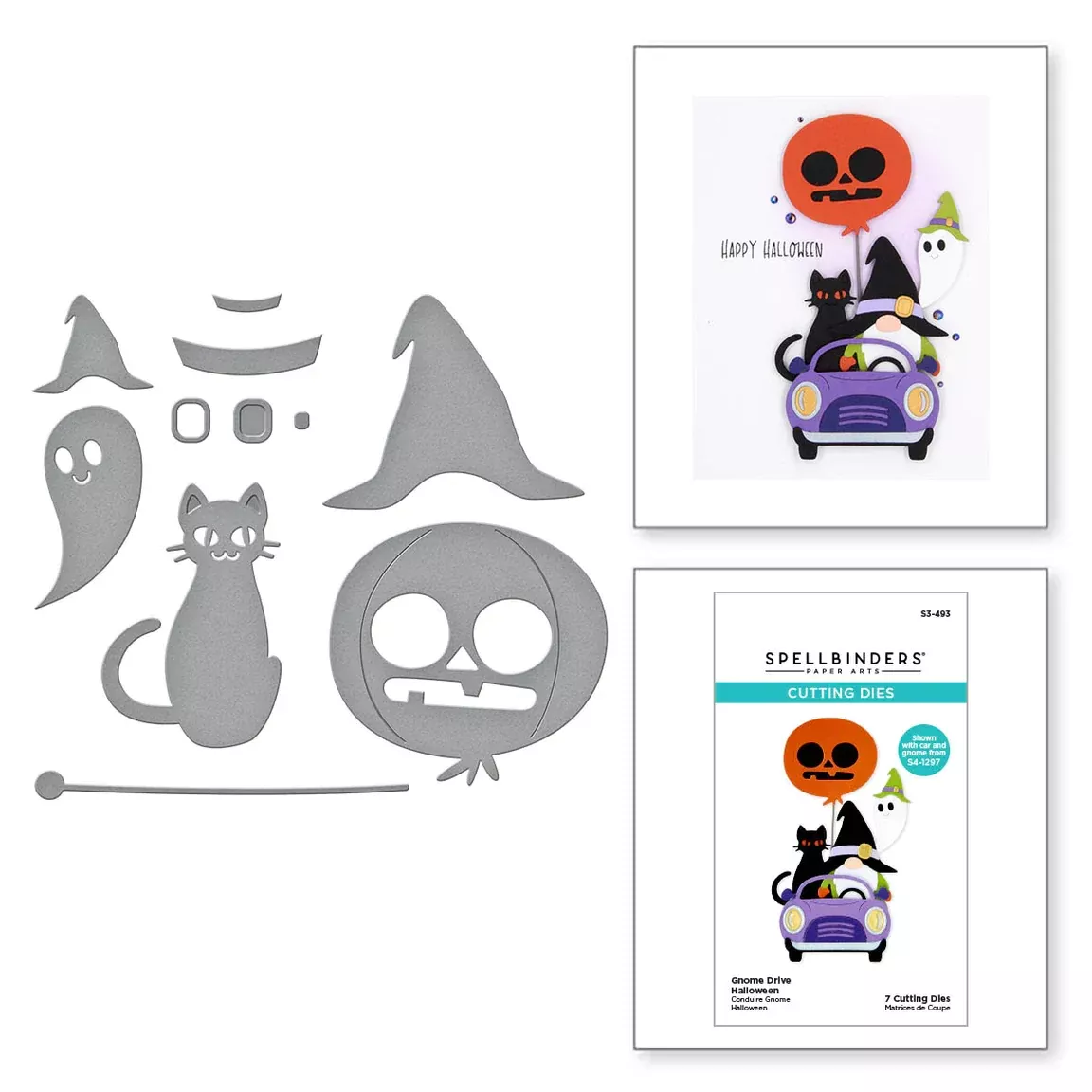 Dies: Spellbinders-GNOME DRIVE HALLOWEEN ETCHED DIES