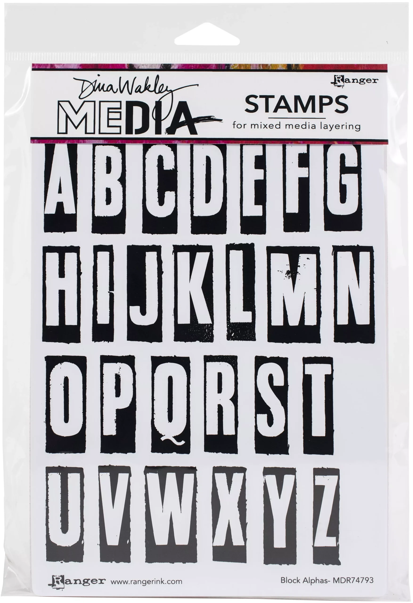 Dina Wakley Media Cling Stamps 6"X9" Block Alphas