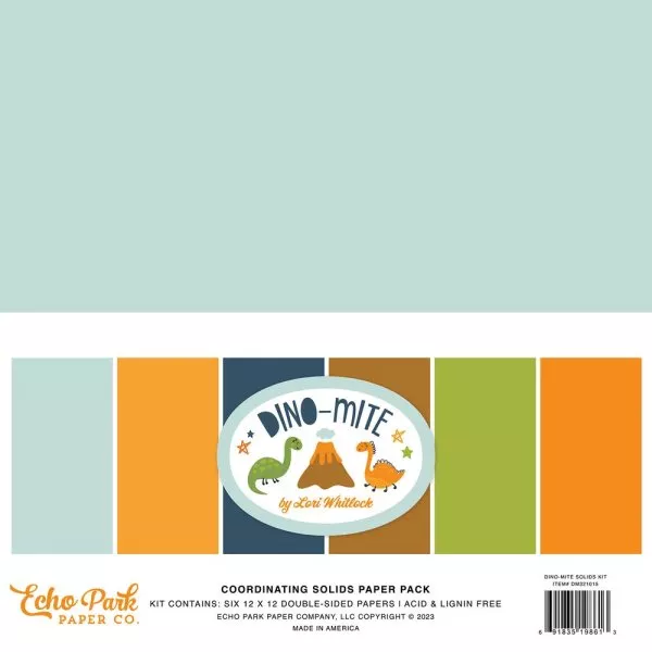 Dino-Mite - Coordinating Solids Pack - 12"x12" - Echo Park
