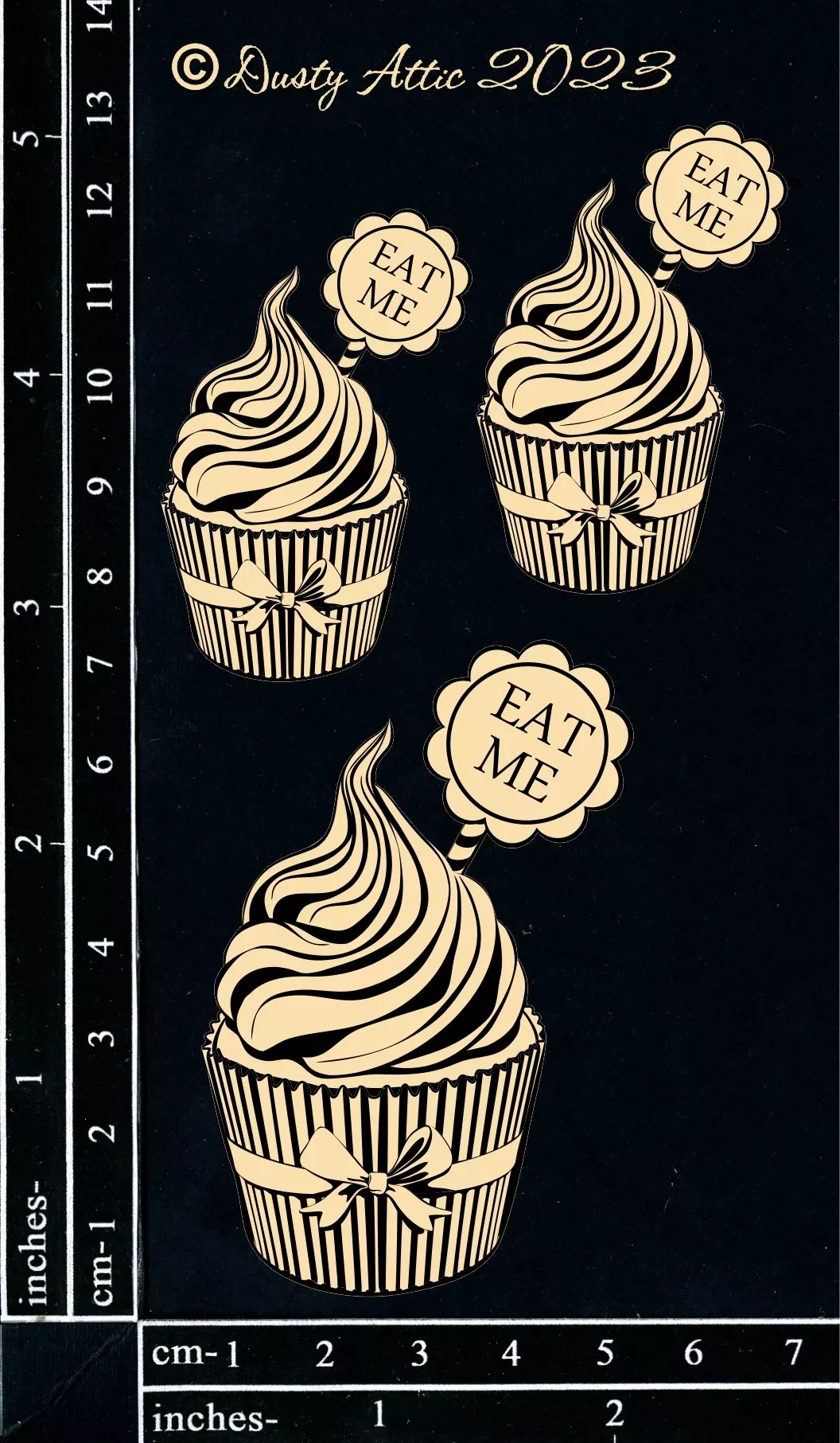 Dusty Attic Chipboard 3x5 - Alice Elements #10 - Cupcakes, DA3555