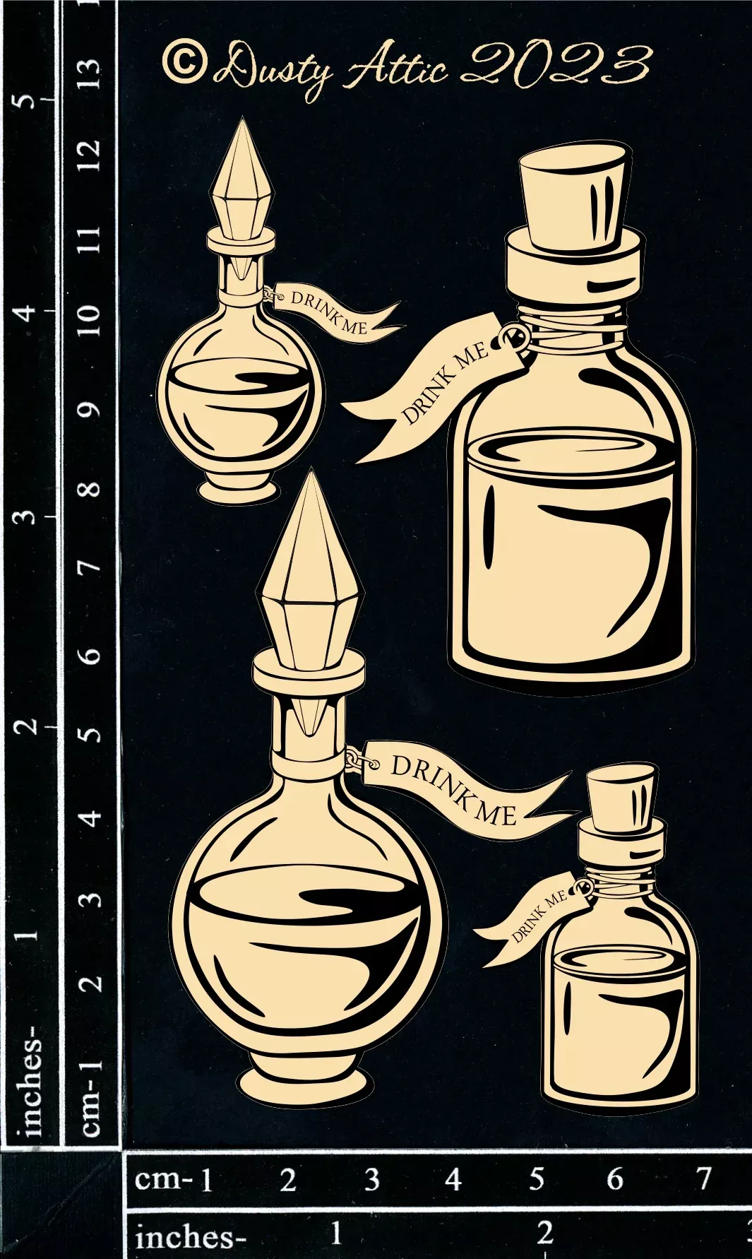 Dusty Attic Chipboard 3x5 - Alice Elements #7 - Drink Me, DA3552