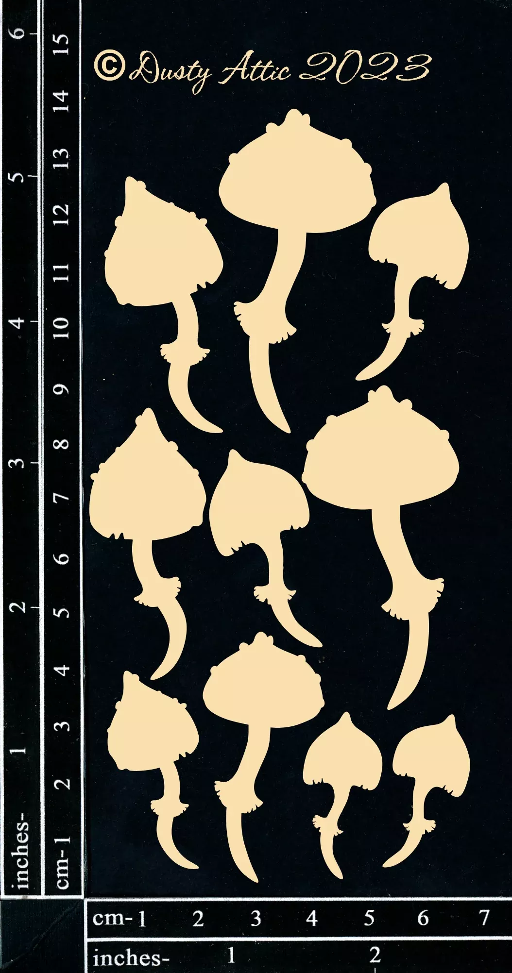 Dusty Attic Chipboard 3x6 - Alice Elements #22 - Mushrooms 2, DA3567