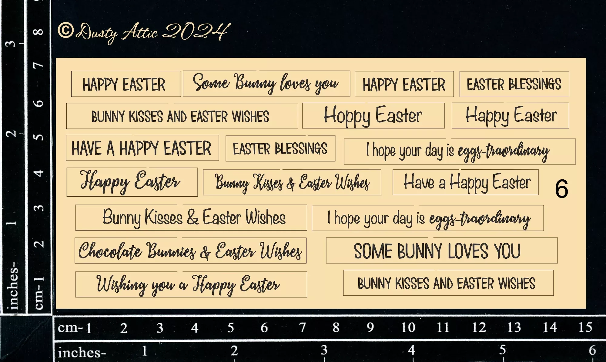 Dusty Attic Chipboard 3x6 - Card Sentiments - Easter #6, DA3747