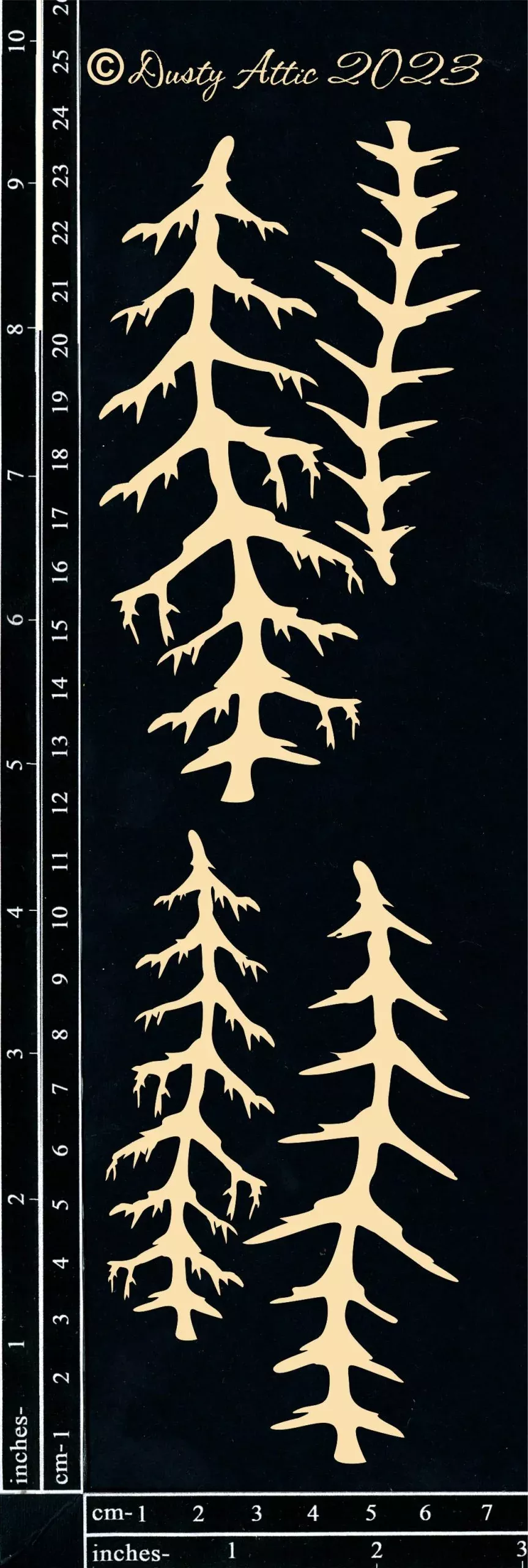 Dusty Attic Chipboard 3x9 - Grinchy Trees, DA3681