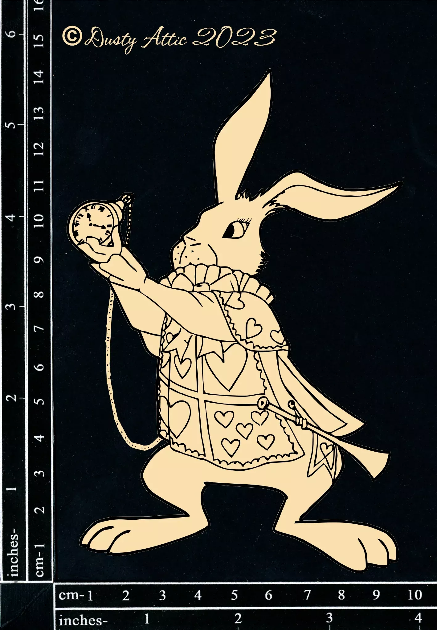Dusty Attic Chipboard 4x6 - Alice Elements #2 - White Rabbit, DA3547