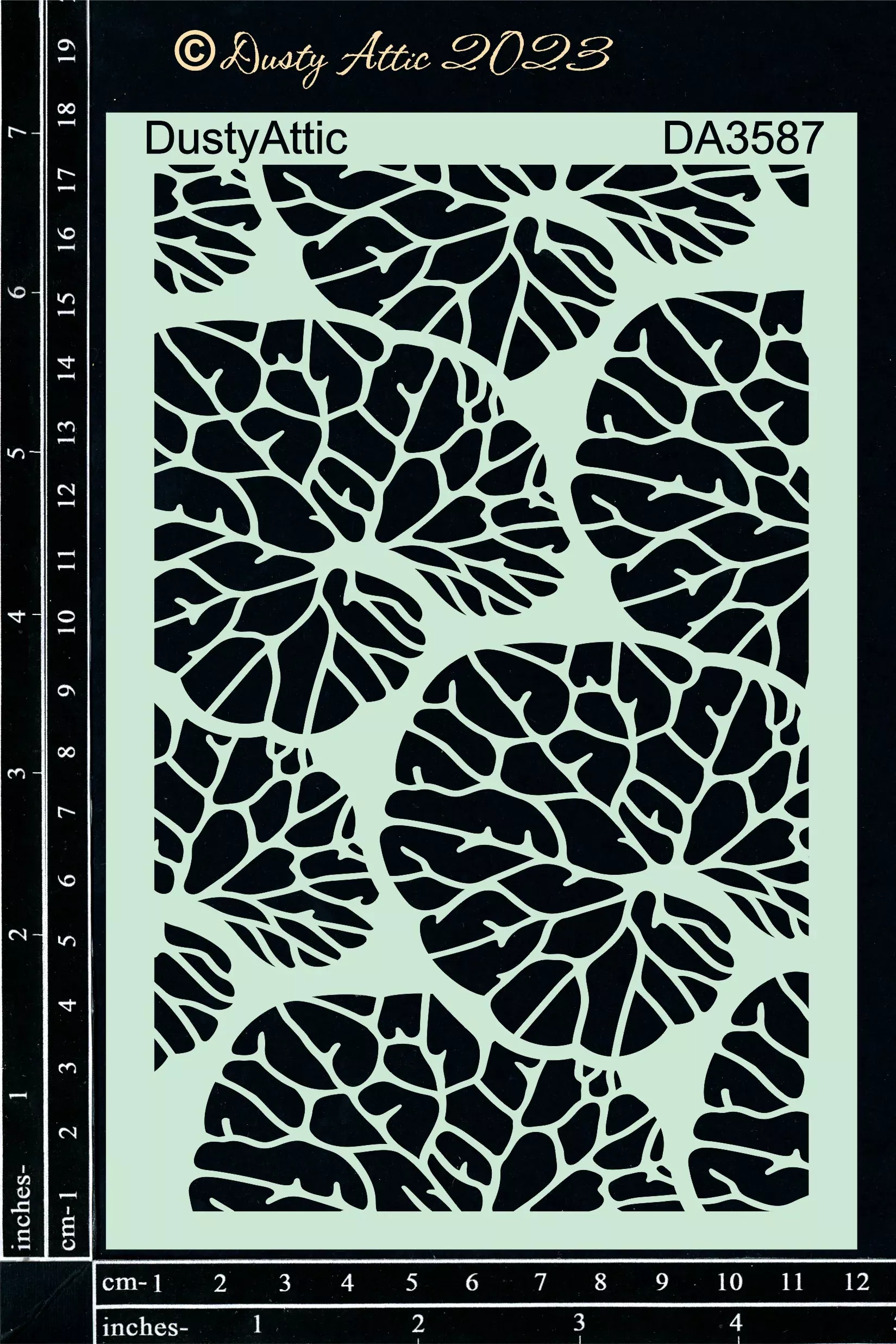 Dusty Attic Stencil 5x7 - Leaves Stencil #6, DA3587