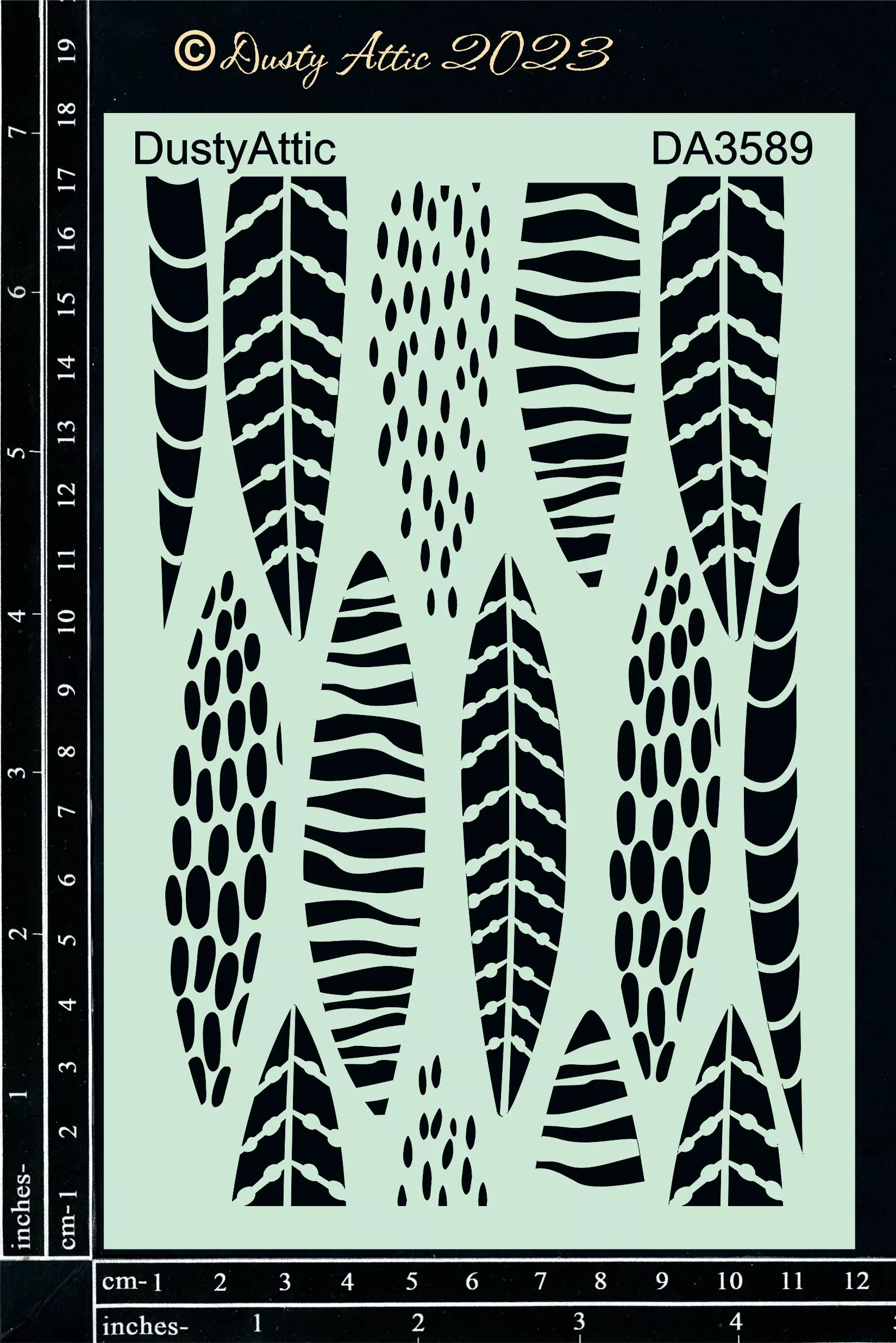 Dusty Attic Stencil 5x7 - Leaves Stencil #8, DA3589